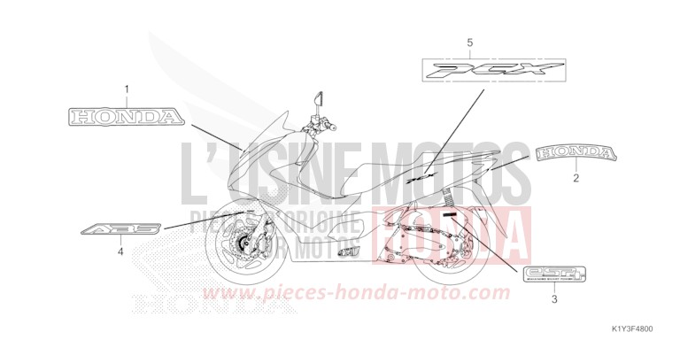 MARK/EMBLEM for PCX 125 MAT DIM GRAY METALLIC (NHC34) from 2021